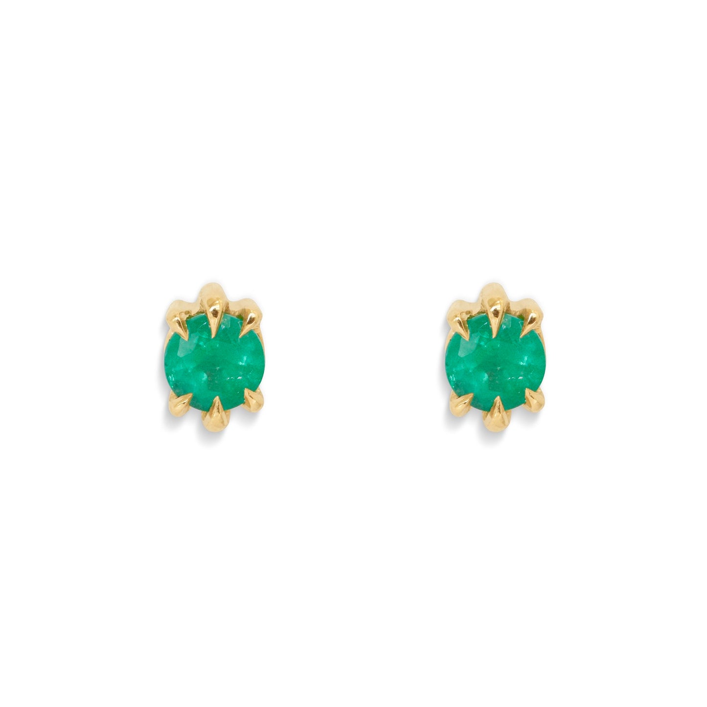 Front view of two Talon Earring / Medium Round Emerald