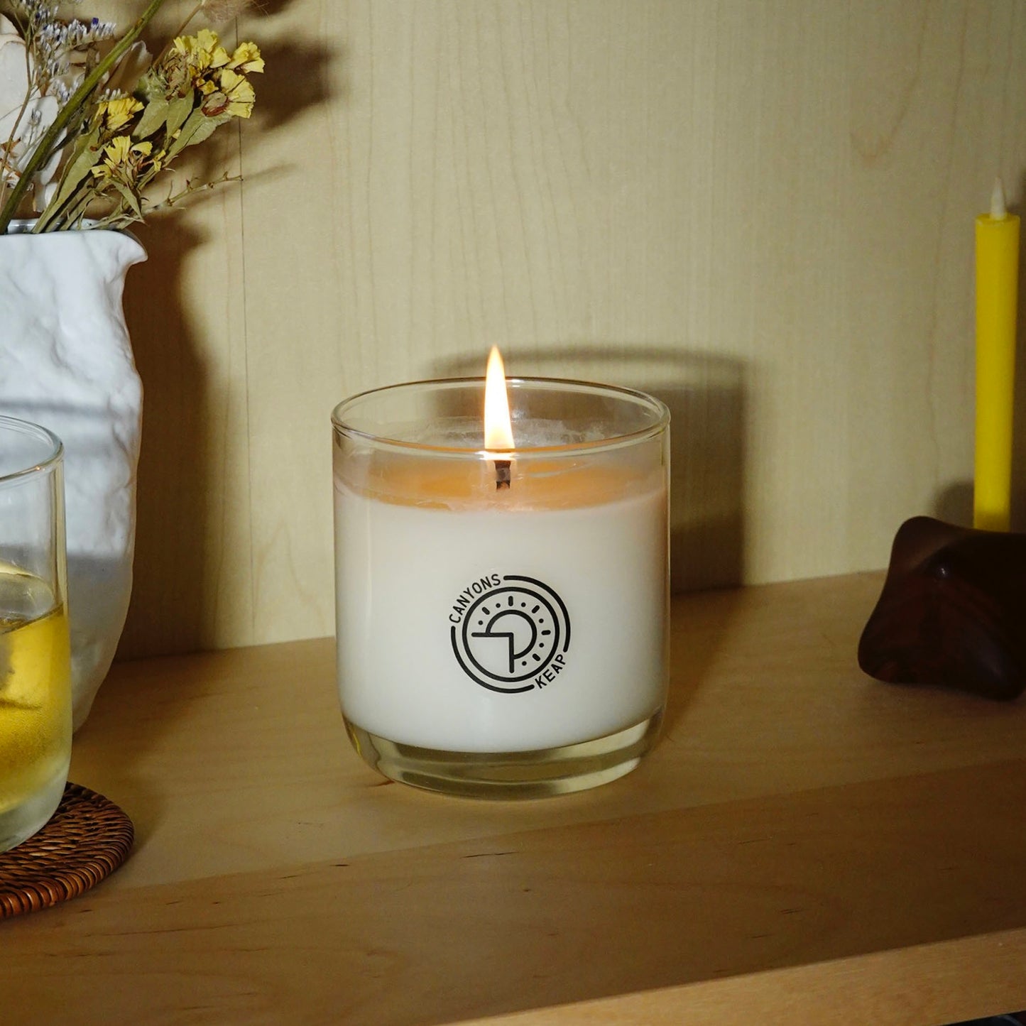 Lifestyle shot of Canyons Scented Candle burning