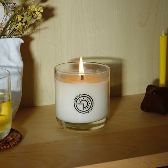 Lifestyle shot of Canyons Scented Candle burning