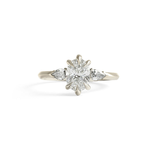 Bosc Ring Post Consumer Oval and Pear Diamonds Top view