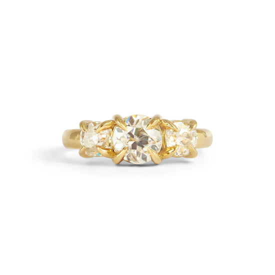 Ellipse 3 Stone Ring / Old Euro Cut Diamonds