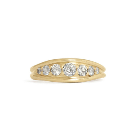 Cornice Ring / Tapered Wide + Salt & Pepper Diamonds by Goldpoint