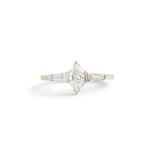 Deco Ring / Lab Duchess Marquise & Baguette Diamonds by Goldpoint