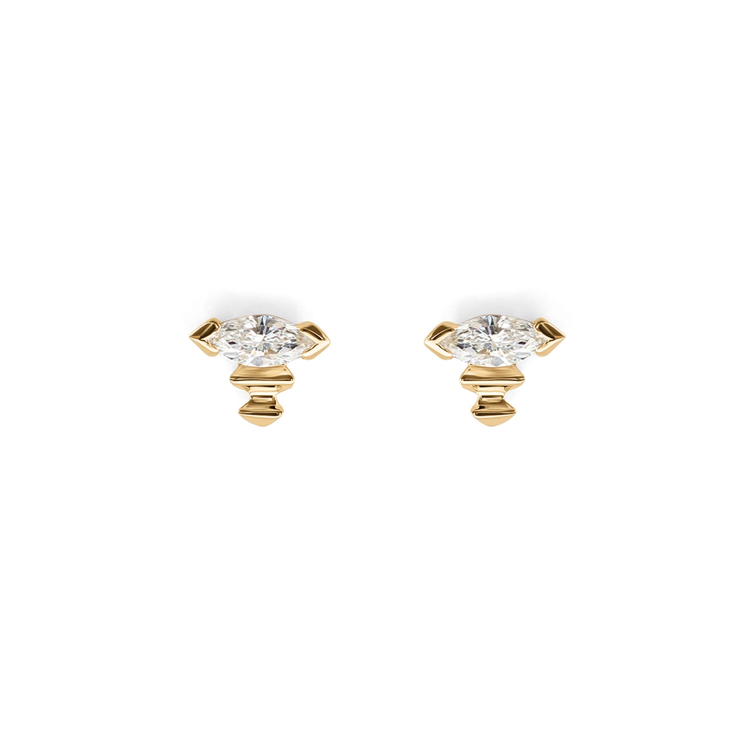 Edge Earring / Lab Marquise Diamond + Yellow Gold by Goldpoint