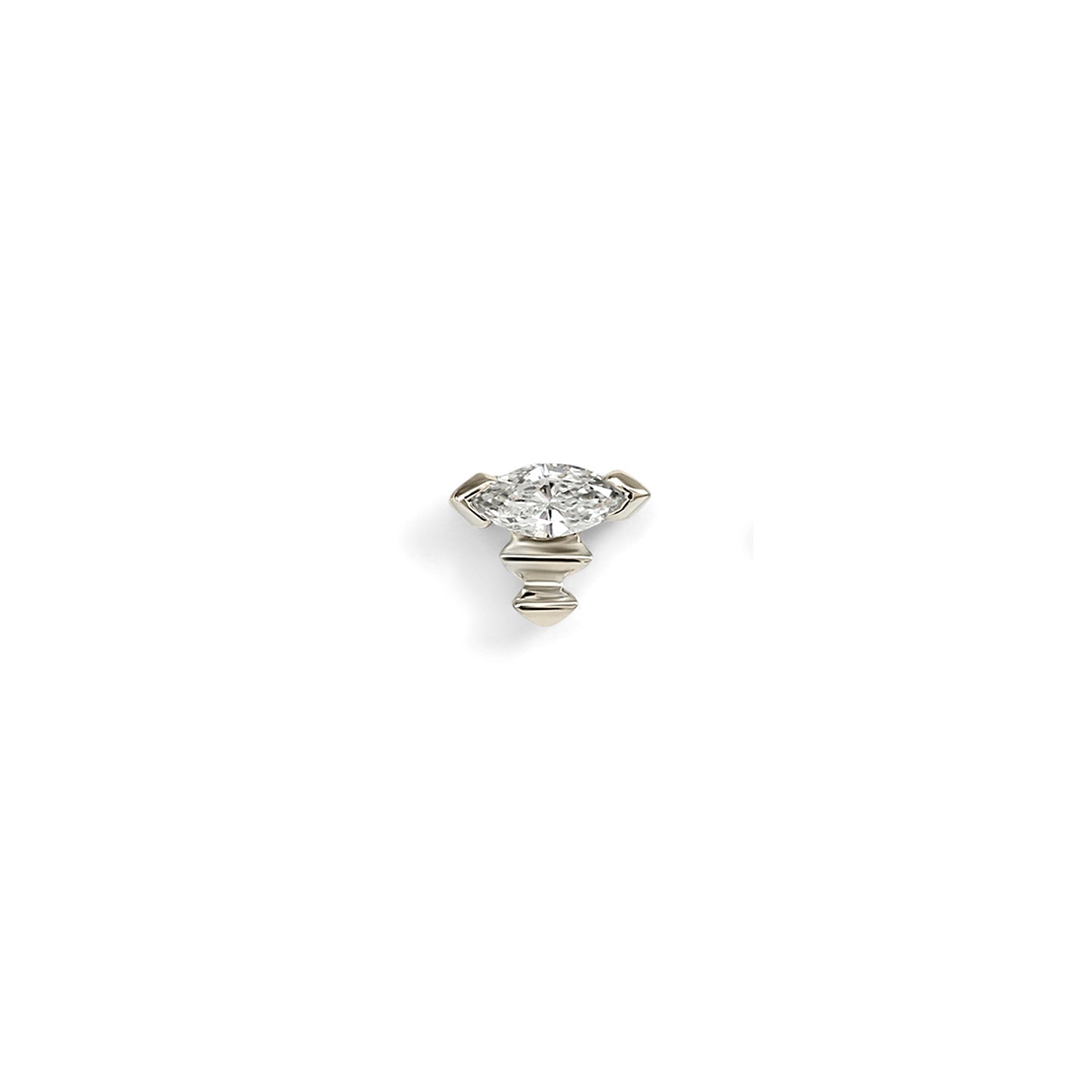Edge Earring / Lab Marquise Diamond + White Gold by Goldpoint