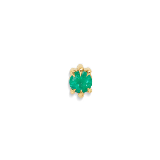 Front view of Talon Earring / Medium Round Emerald single earring