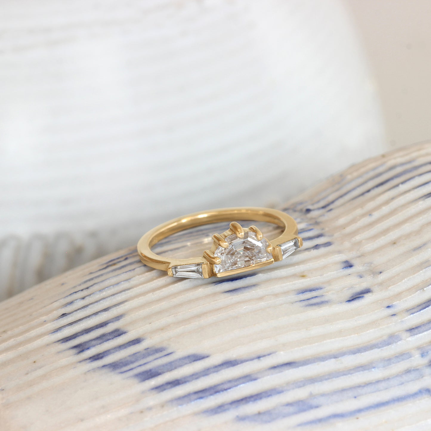 Horizon Miro Ring / Lab Half Moon & Baguette Diamonds by Goldpoint
