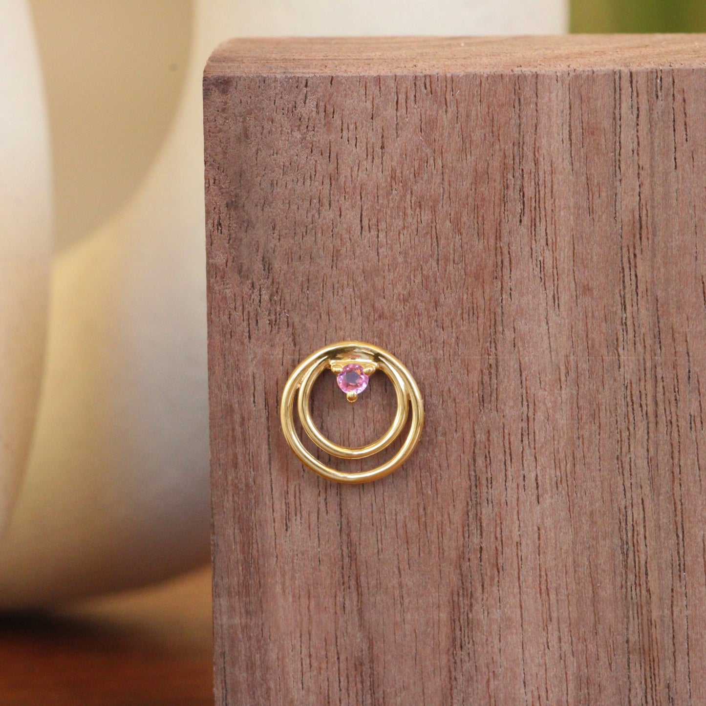 Ripple Earring / Round Ruby