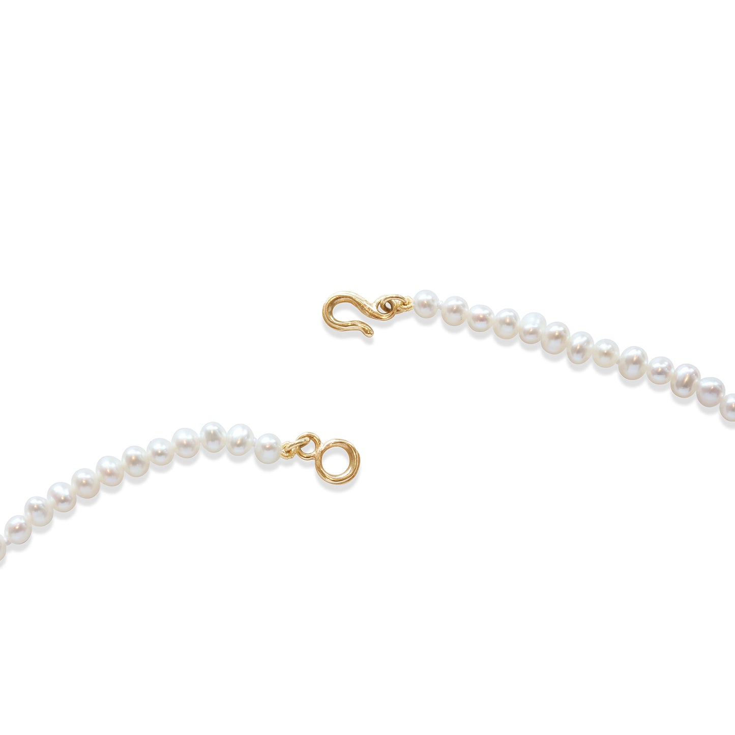 Close clasp view of Pearl Necklace / Medium Off Round Soft White Pearls