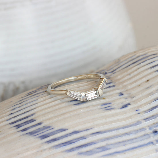 Triptych Ring Curve / Lab Baguette Diamonds by Goldpoint