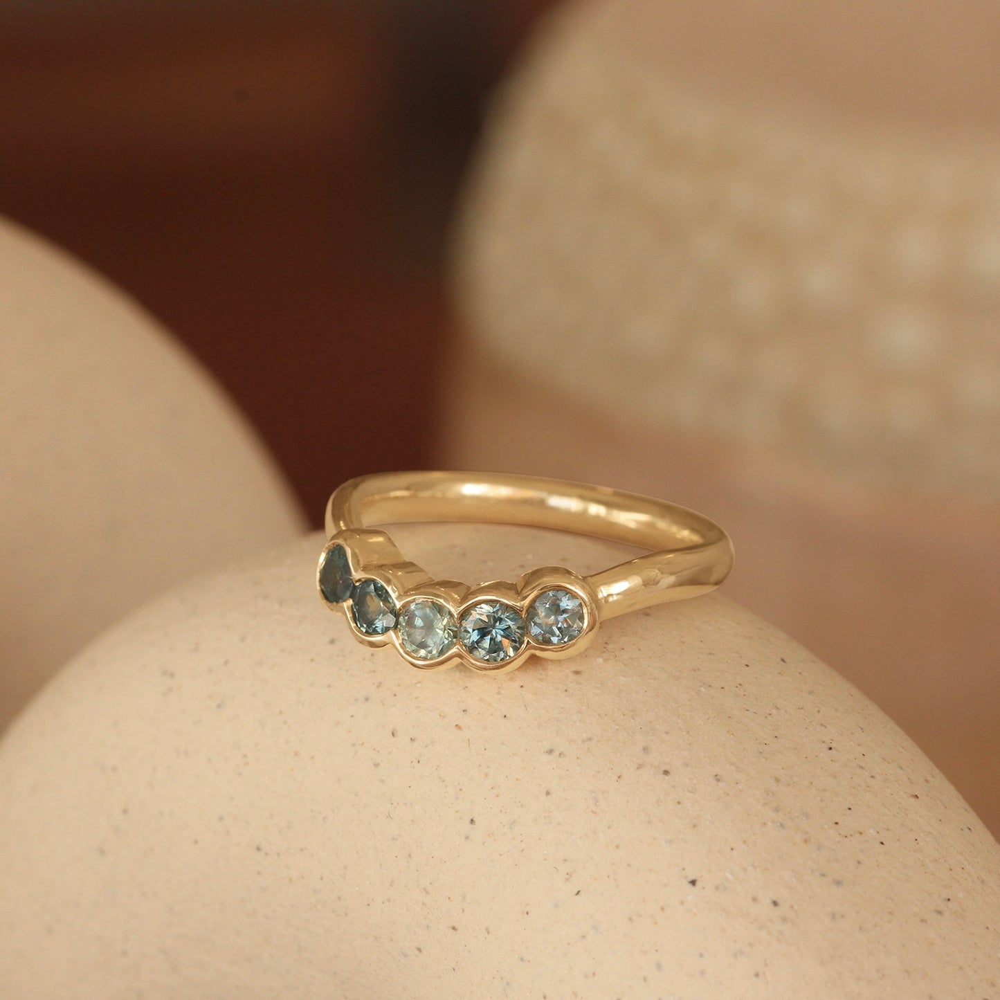 Cloud Band / Contour + Blue Round Sapphires