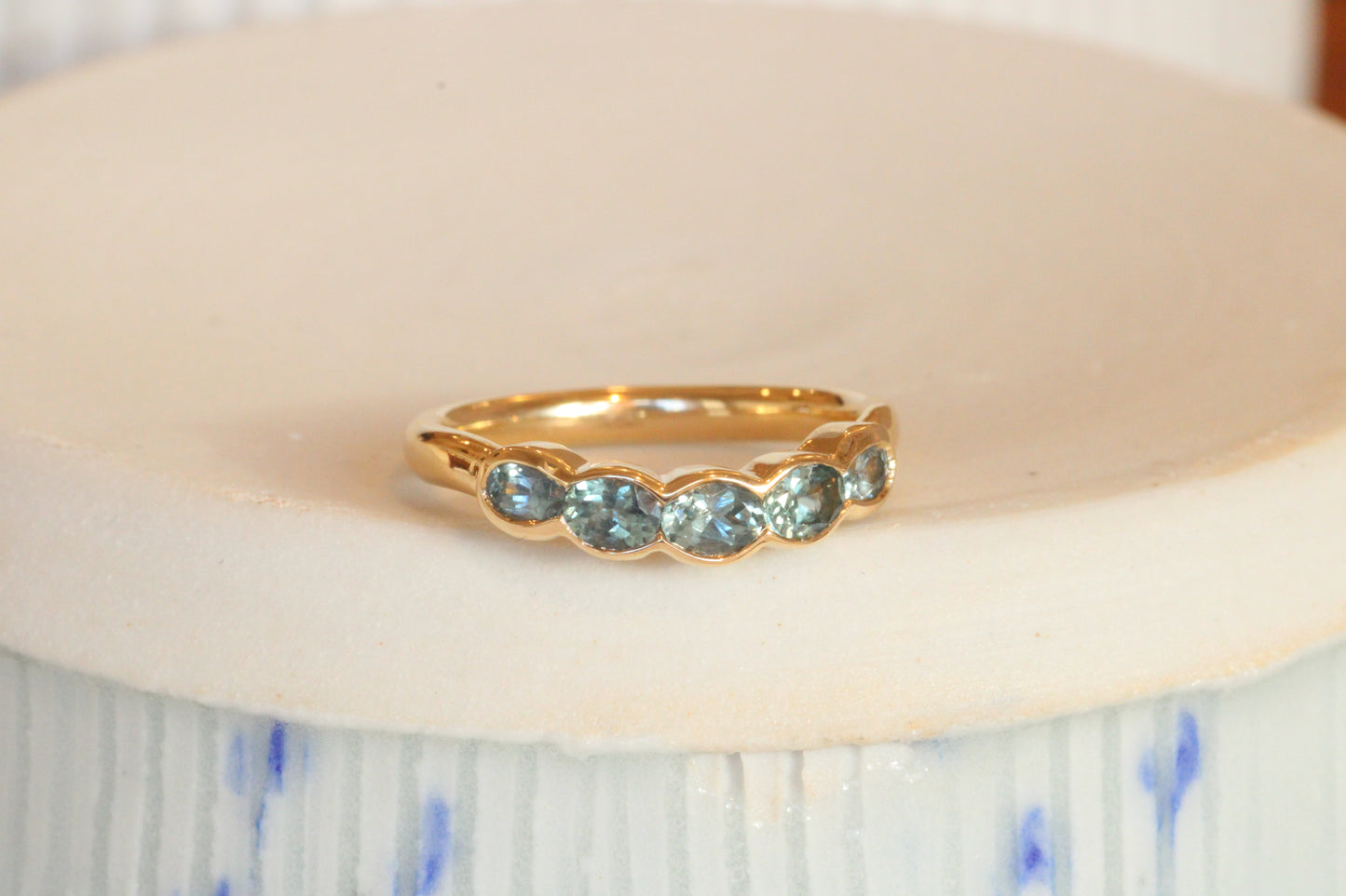 Cloud Band / Contour + Blue Oval Sapphires