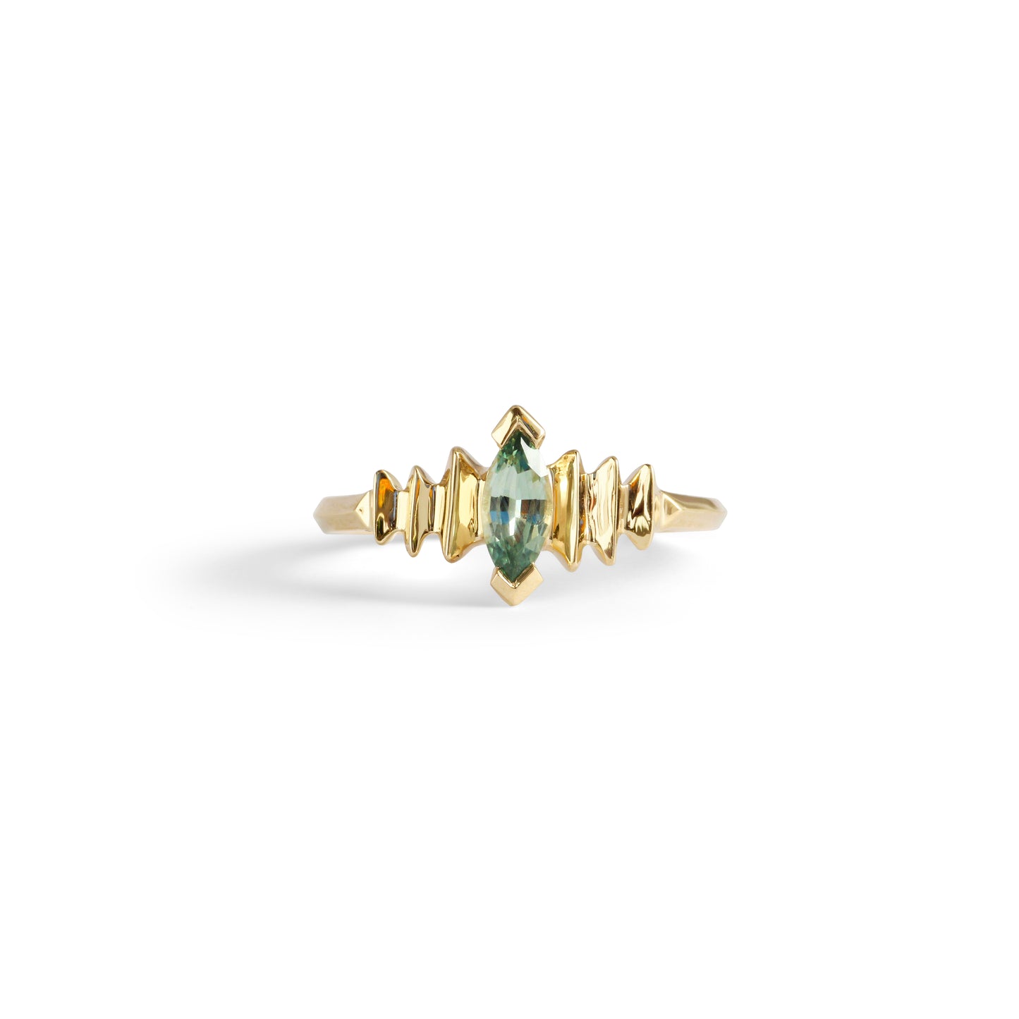 Edge Ring Small / Marquise Blue Green Sapphire