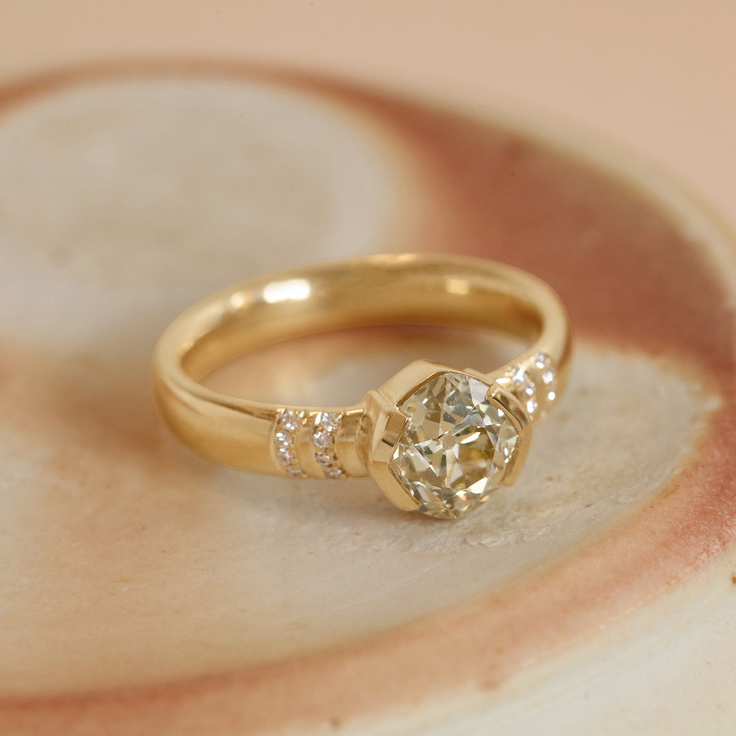 Lifestyle angled shot of Dobbin Ring Old Mine Natural Diamond 1.44ct by Goldpoint