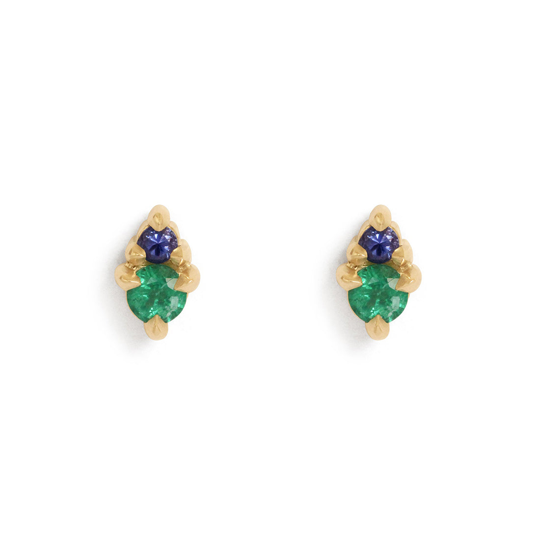 Points Earring / Emerald + Lavender Sapphire