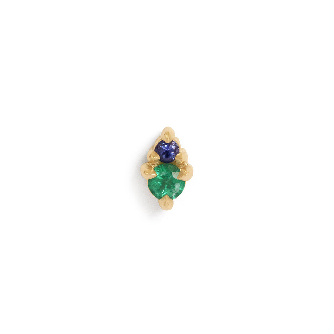 Points Earring / Emerald + Lavender Sapphire