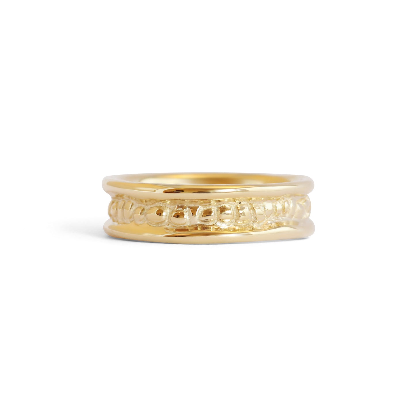 A two colour gold ring in an abstract design, detailed 'Cetas 750', weight  10g, ring size